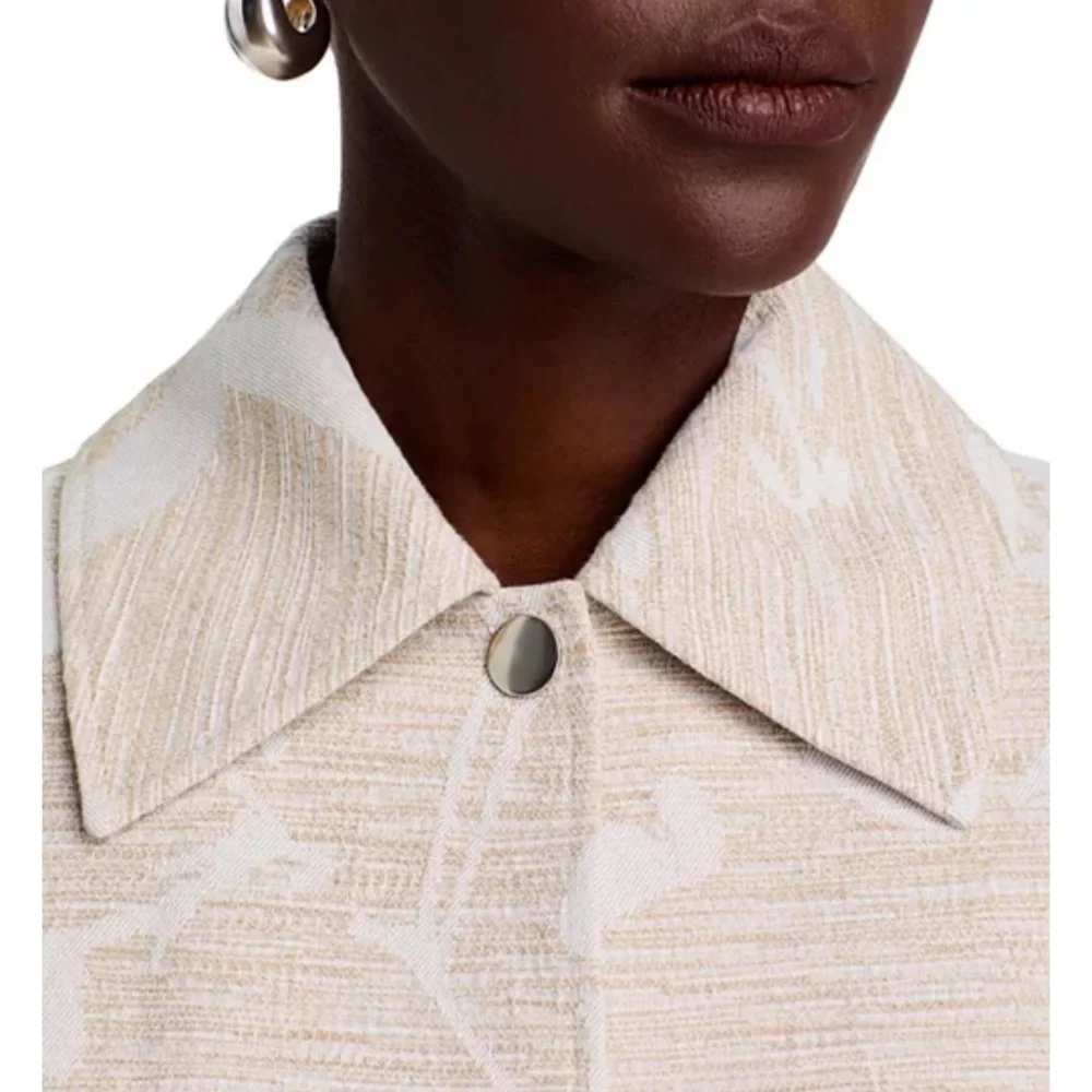 Beige Patterned Cropped Jacket - Picture 2 of 9
